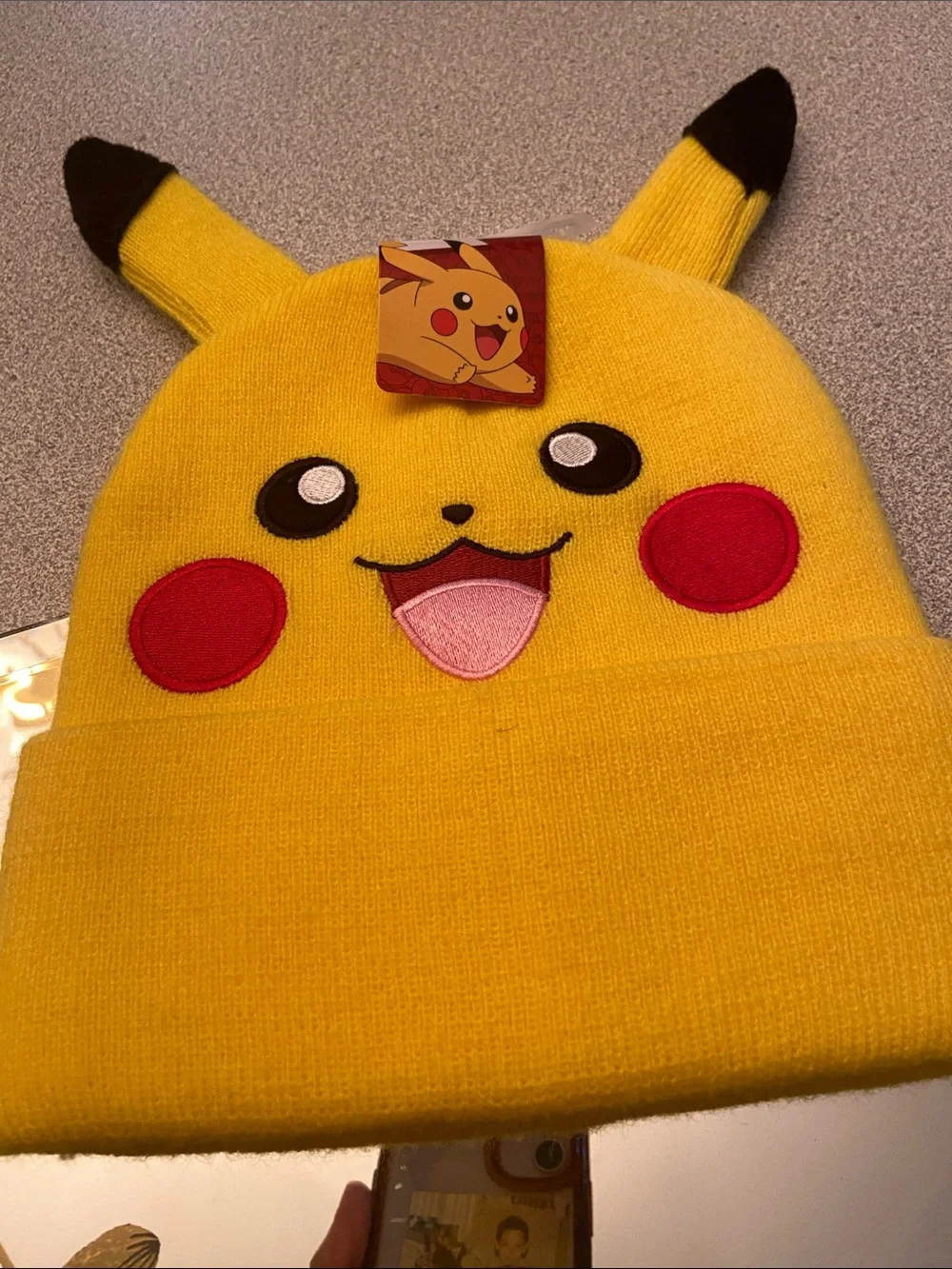Pikachu Yellow Kids Beanie Hat - Official Pokémon Style